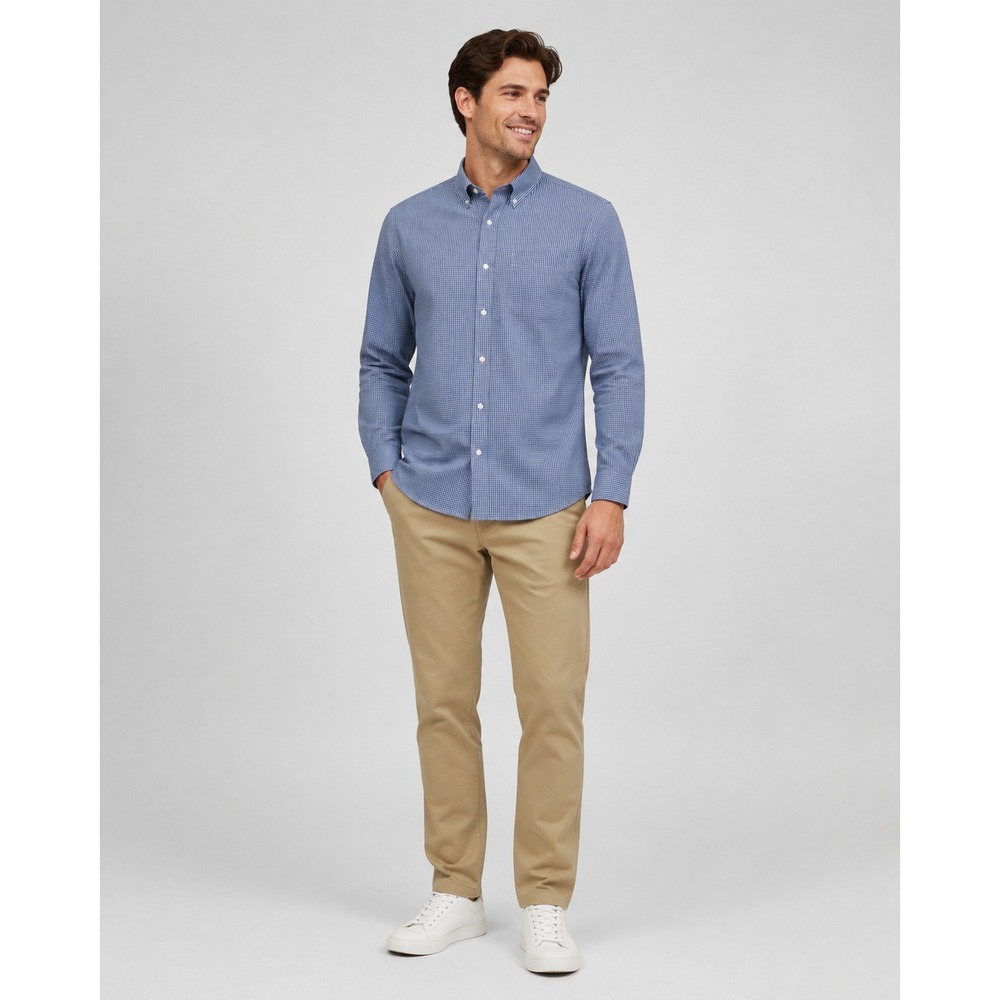 Duluth Button Down Shirt Mens Small Relaxed Blue White Plaid Cottonโ NEW